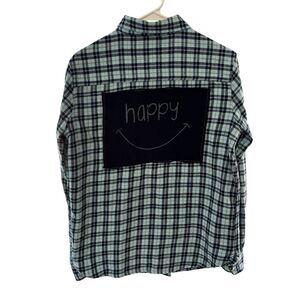 Sojara Vintage Happy Flannel Long Sleeve Top M